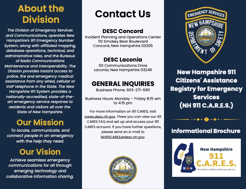 New Hampshire 911 Citizens  ' Assistance Registry for Emergency  Services (NH 911 C.A.R.E.S.)